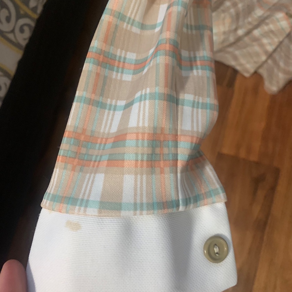 1950s long sleeve button up plaid dress - Picture 2 of 7